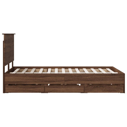 Struttura del letto con cassetto Rovere Marrone 135 x 190 cm | homemem39