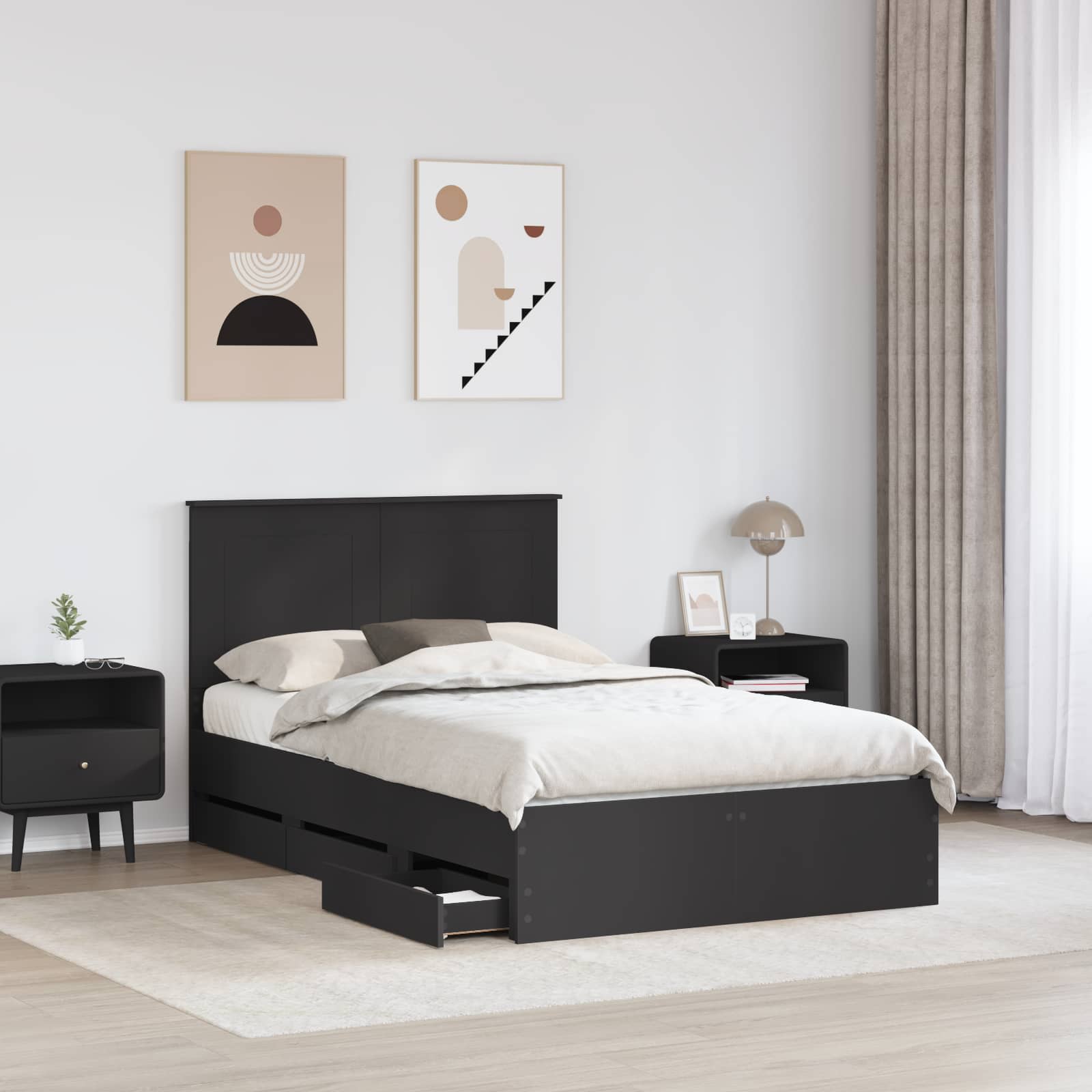 Struttura del letto Nero 120 x 190 cm Legno Ingegnerizzato | homemem39