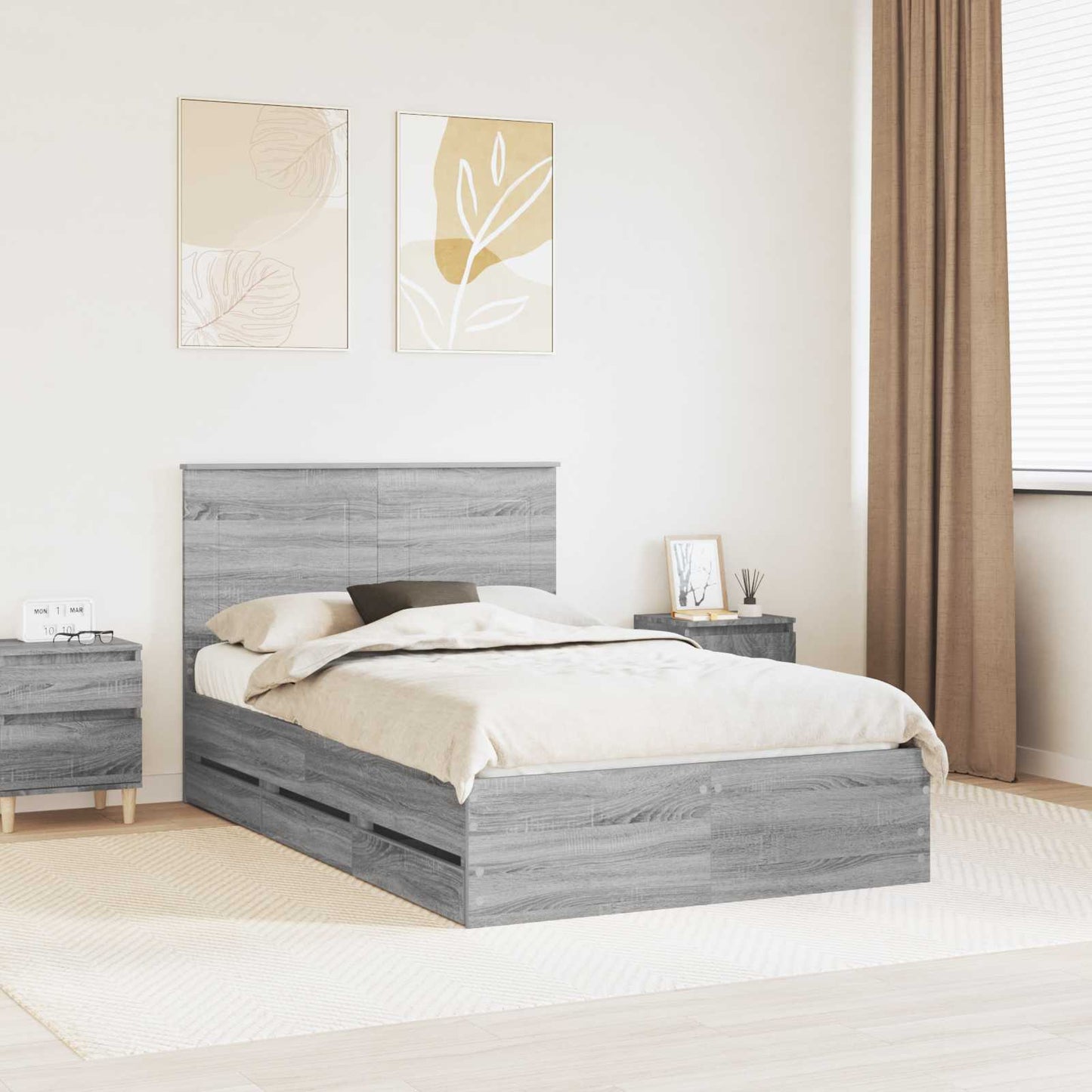 Struttura del letto con cassetto Grigio Sonoma 120 x 190 cm