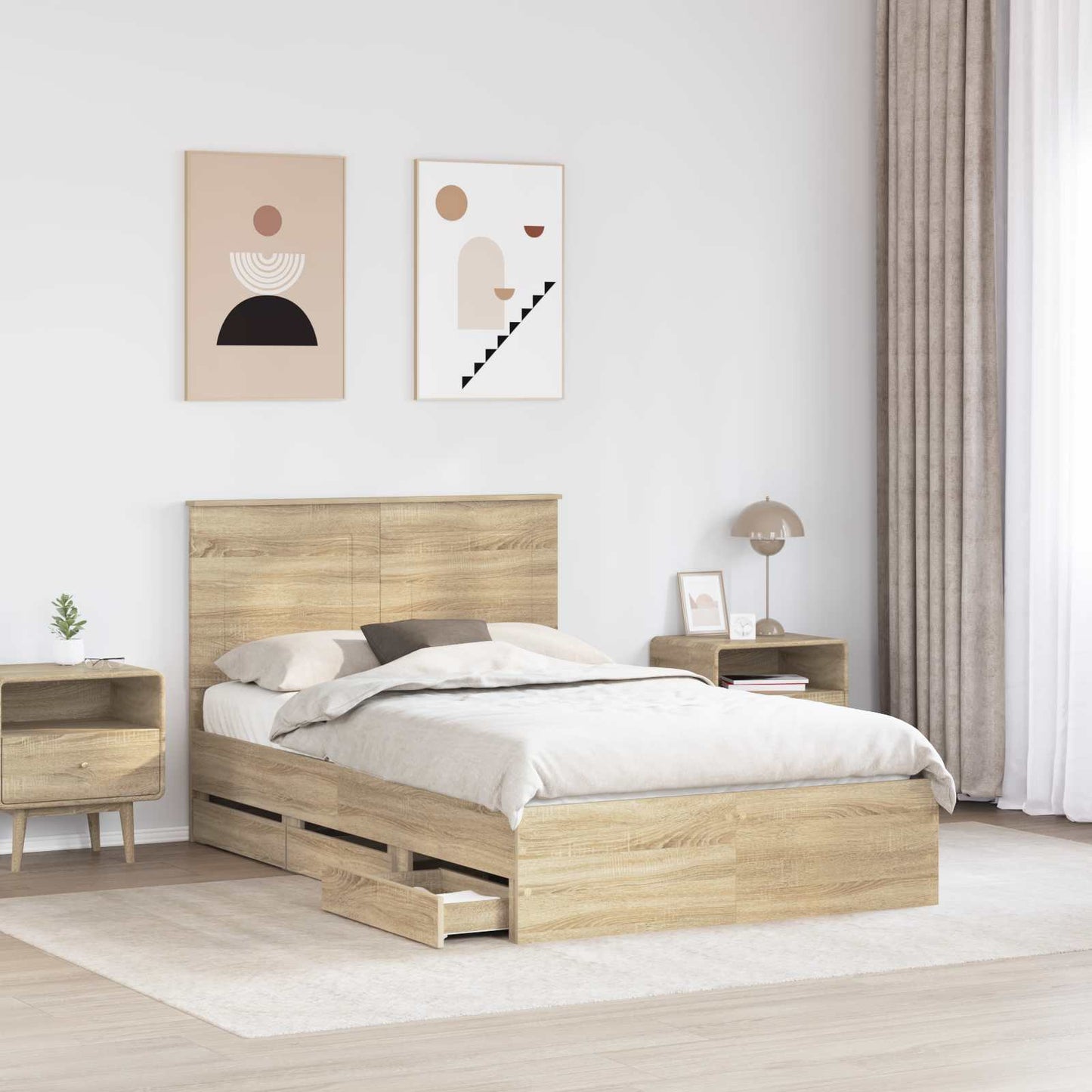 Struttura del letto con cassetto Rovere Sonoma 120 x 200 cm
