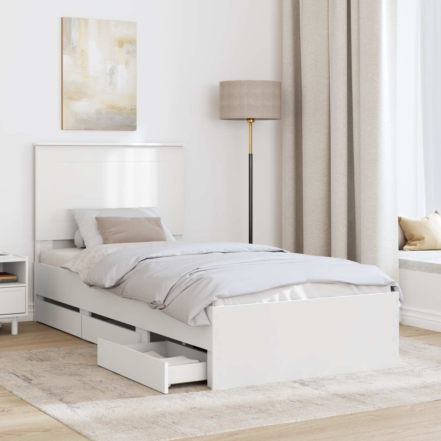 Struttura del letto Bianco 100 x 200 cm Legno Ingegnerizzato