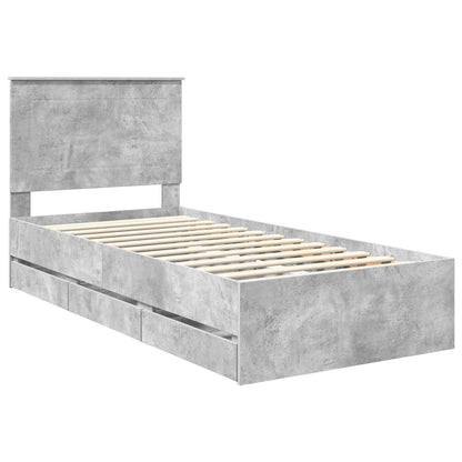 Struttura del letto con cassetto Grigio cemento 100 x 200 cm