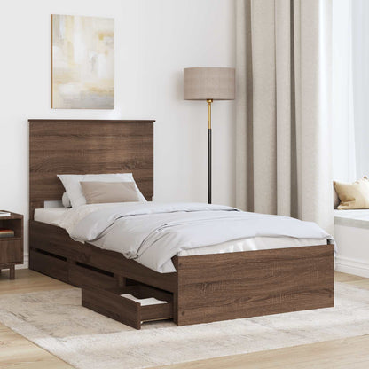 Struttura del letto con cassetto Rovere Marrone 100 x 200 cm