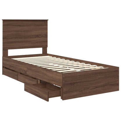 Struttura del letto con cassetto Rovere Marrone 100 x 200 cm