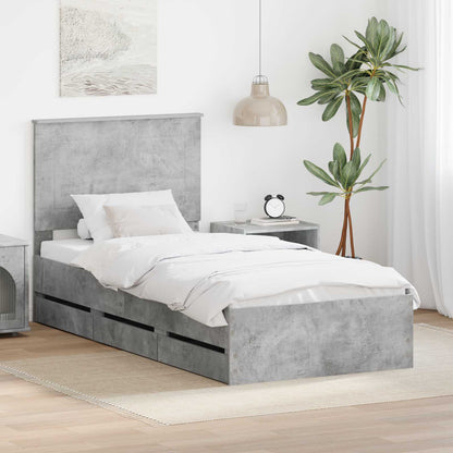 Struttura del letto con cassetto Grigio cemento 90 x 190 cm