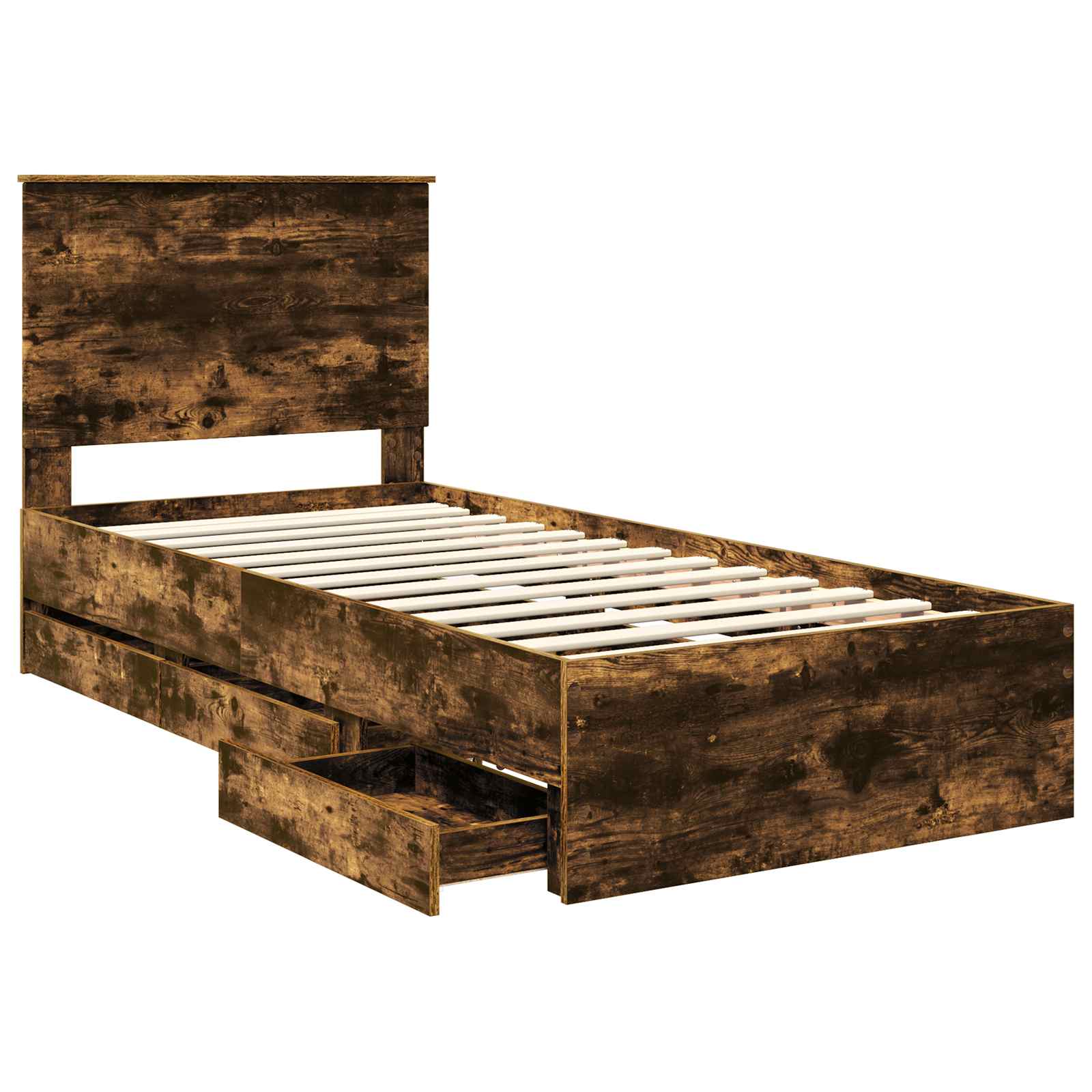 Struttura del letto con cassetto Rovere fumé 90 x 200 cm | homemem39