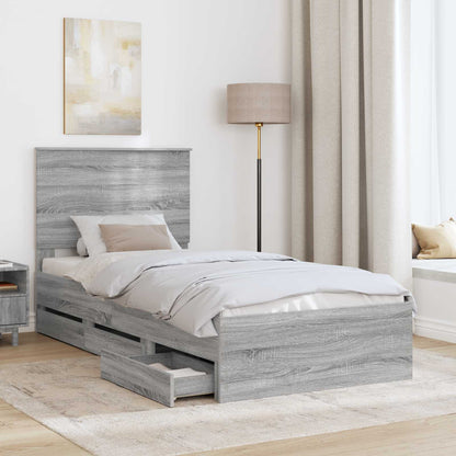 Struttura del letto con cassetto Grigio Sonoma 90 x 200 cm | homemem39