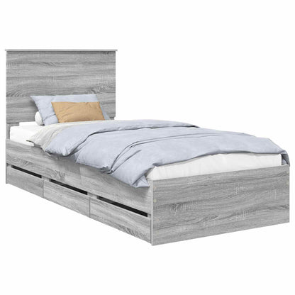 Struttura del letto con cassetto Grigio Sonoma 90 x 200 cm | homemem39