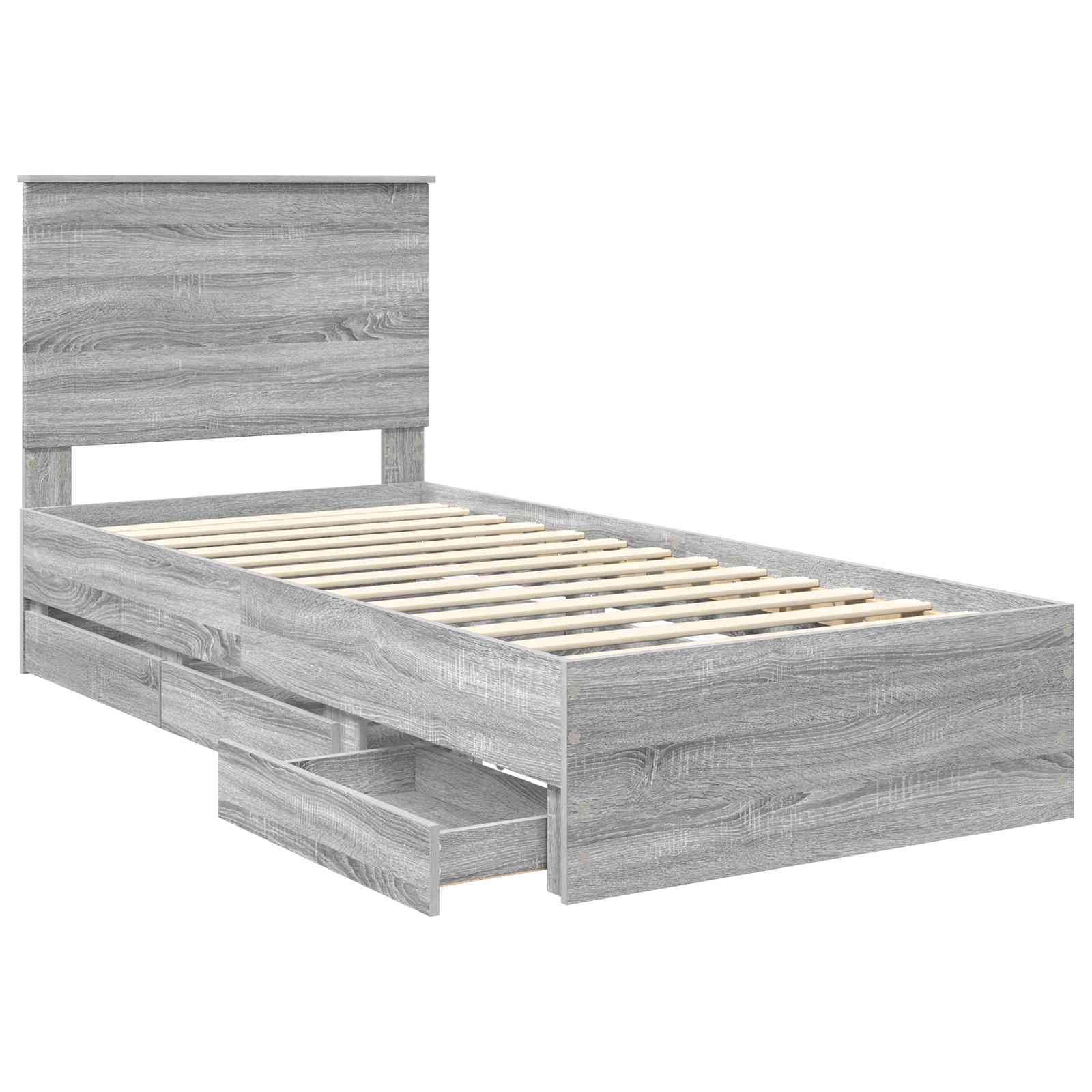 Struttura del letto con cassetto Grigio Sonoma 90 x 200 cm | homemem39