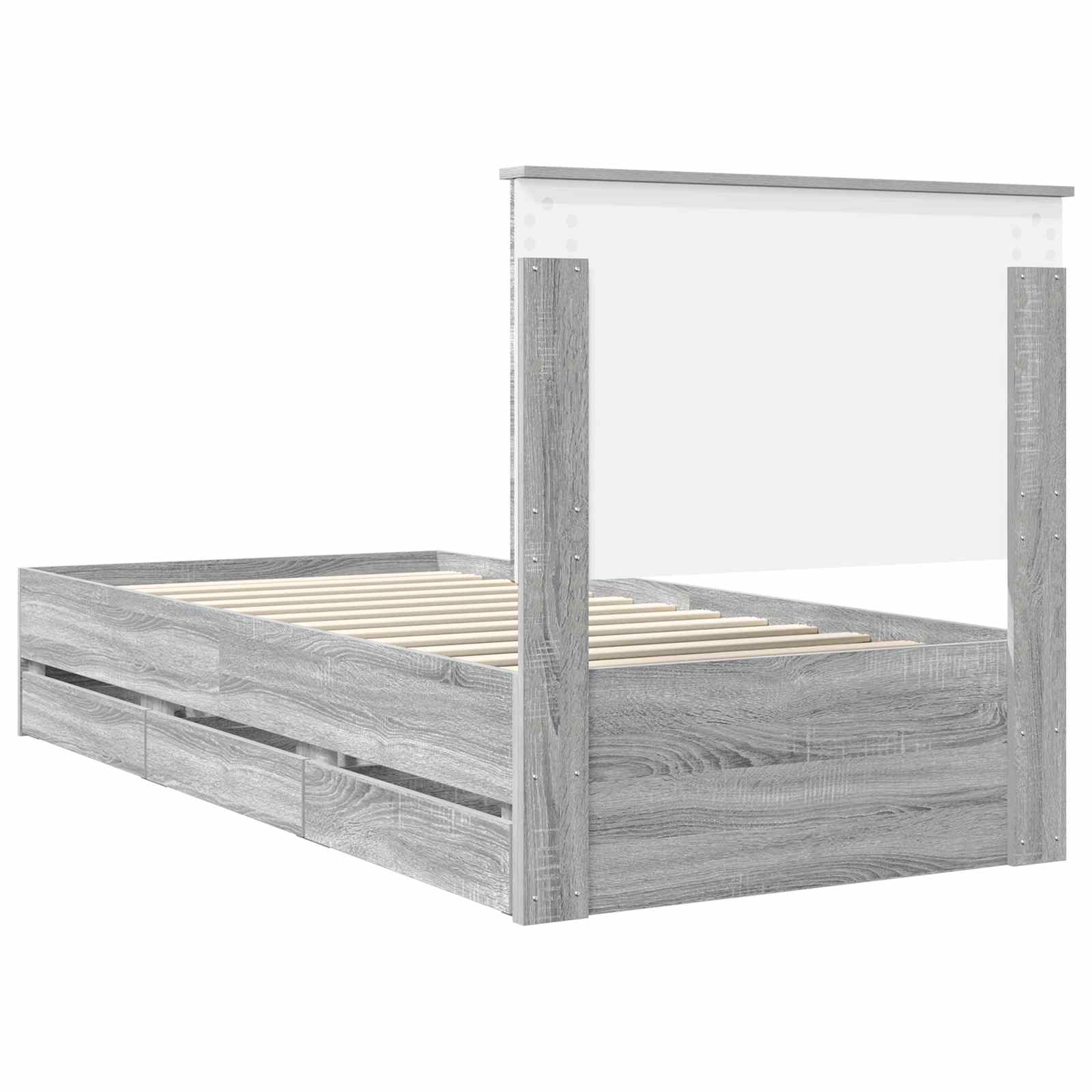 Struttura del letto con cassetto Grigio Sonoma 90 x 200 cm | homemem39