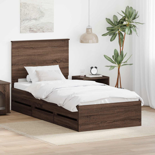 Struttura del letto con cassetto Rovere Marrone 90 x 200 cm | homemem39