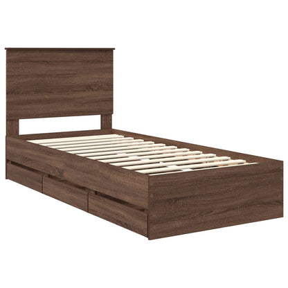 Struttura del letto con cassetto Rovere Marrone 90 x 200 cm | homemem39