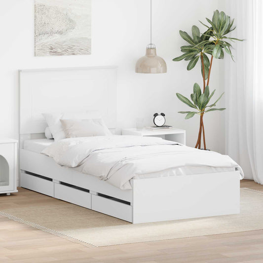 Struttura del letto Bianco 75 x 190 cm Legno Ingegnerizzato | homemem39