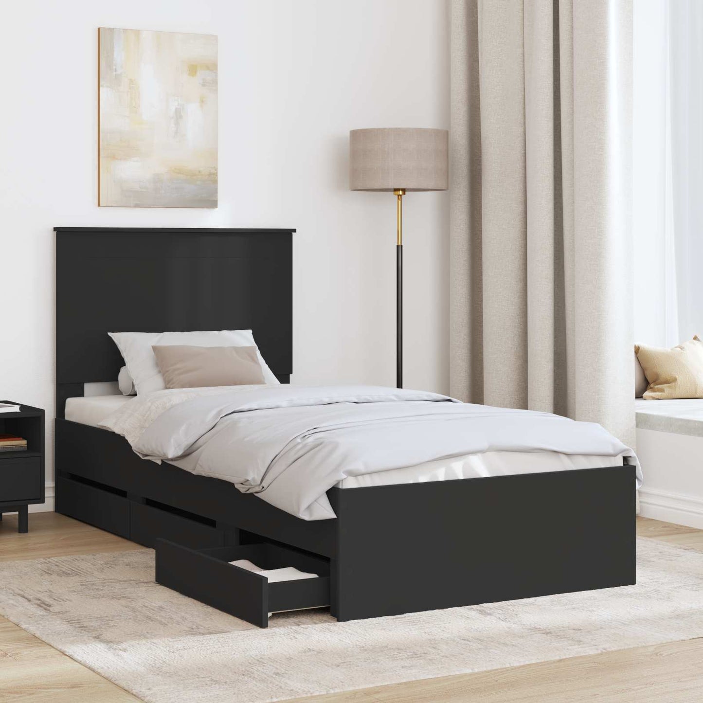 Struttura del letto Nero 75 x 190 cm Legno Ingegnerizzato