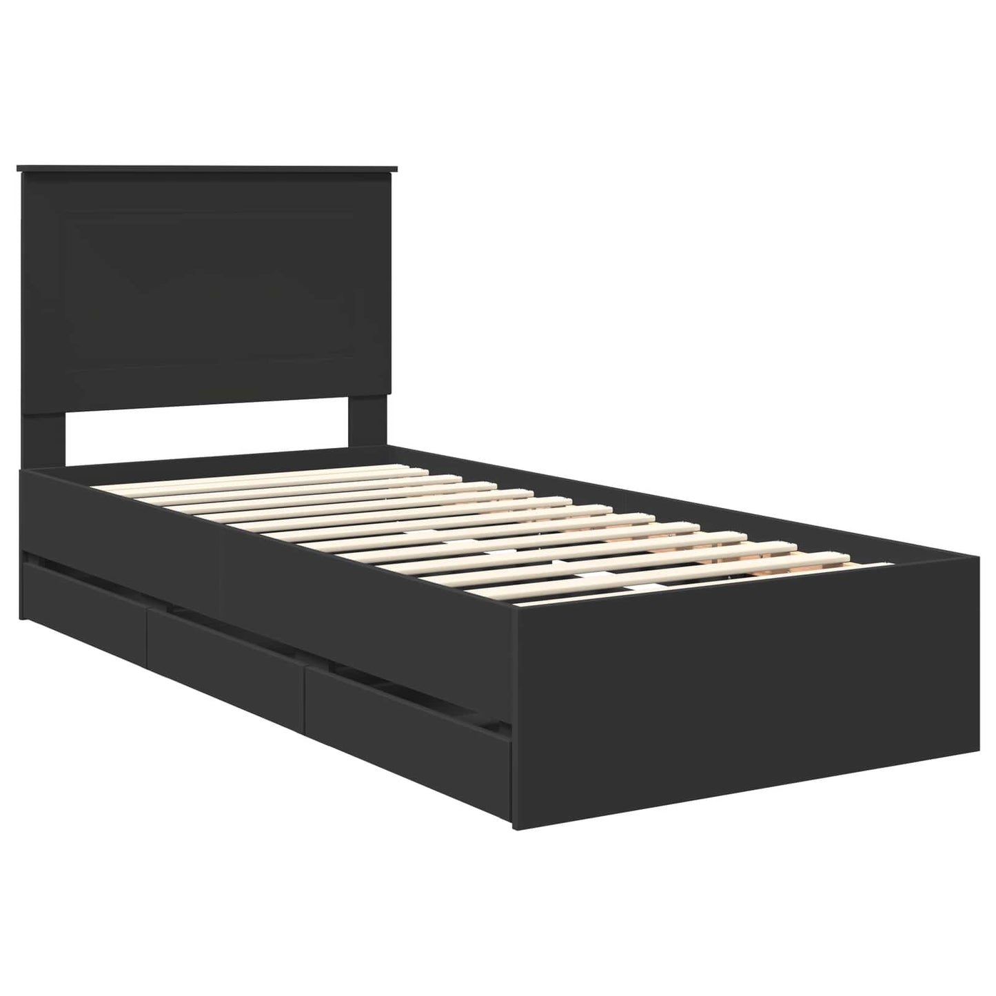 Struttura del letto Nero 75 x 190 cm Legno Ingegnerizzato | homemem39