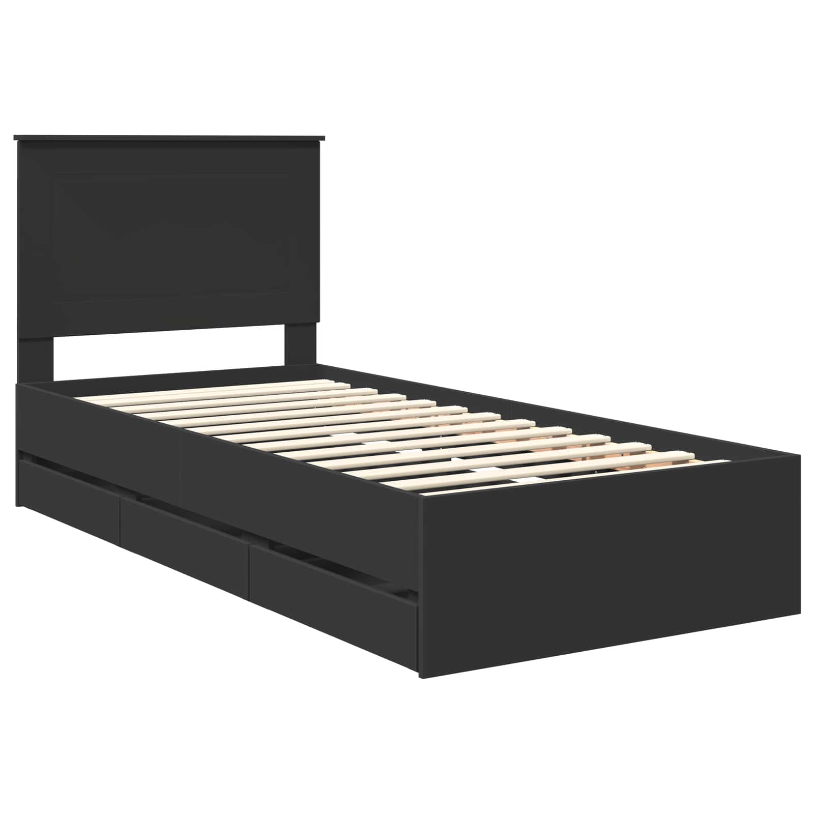 Struttura del letto Nero 75 x 190 cm Legno Ingegnerizzato | homemem39