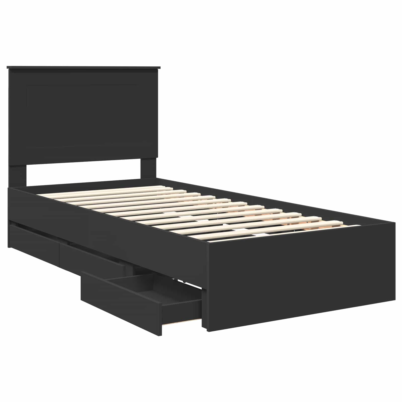 Struttura del letto Nero 75 x 190 cm Legno Ingegnerizzato | homemem39