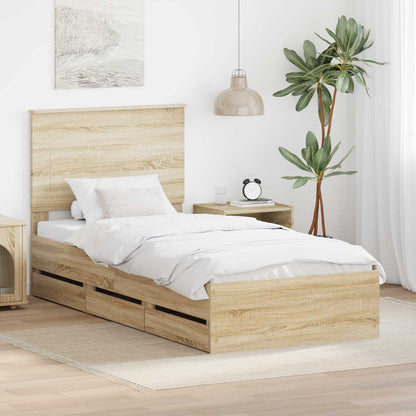 Struttura del letto con cassetto Rovere Sonoma 75 x 190 cm