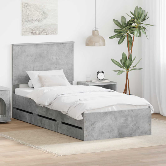 Struttura del letto con cassetto Grigio cemento 75 x 190 cm | homemem39