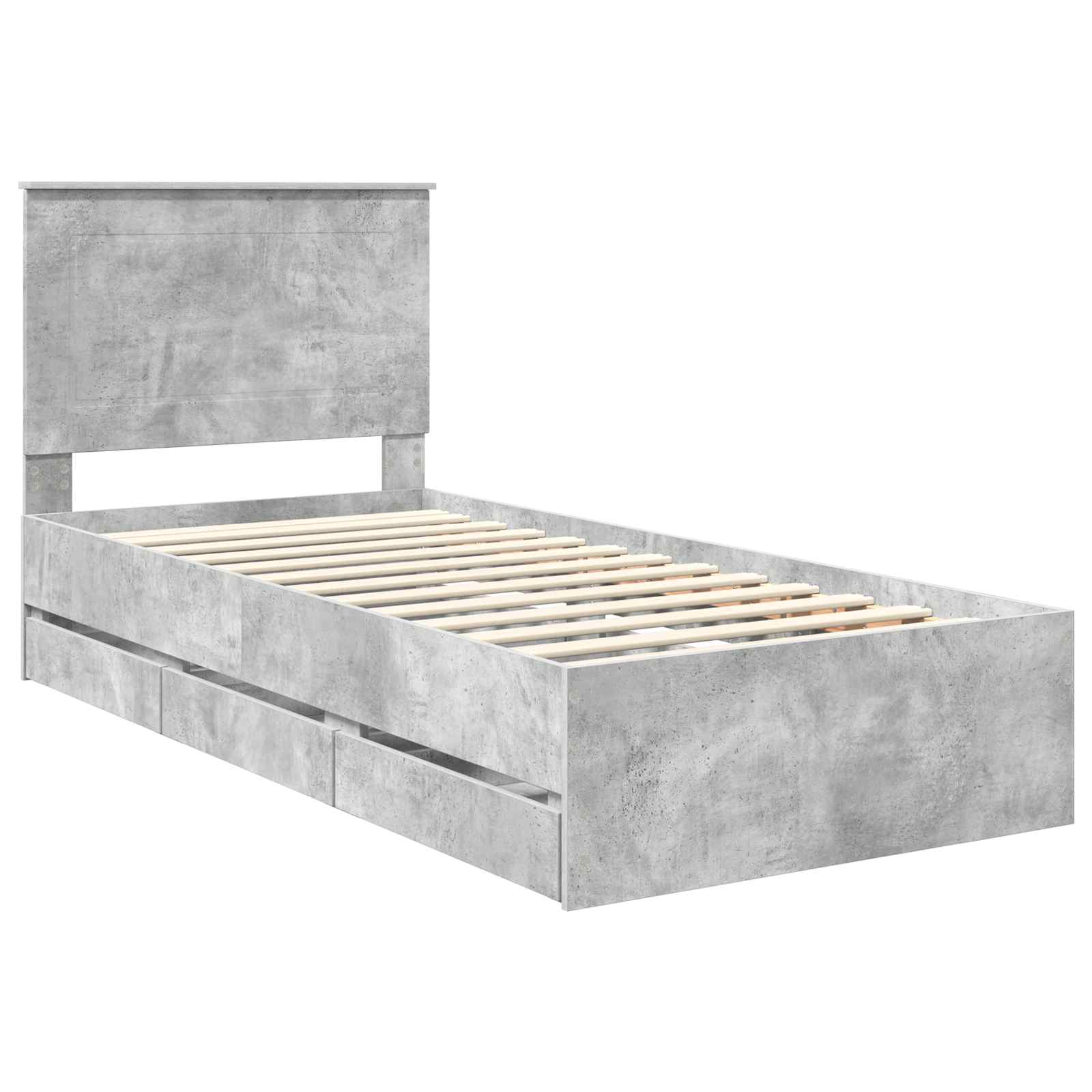 Struttura del letto con cassetto Grigio cemento 75 x 190 cm | homemem39