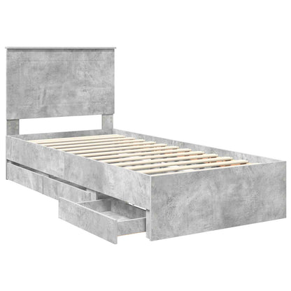 Struttura del letto con cassetto Grigio cemento 75 x 190 cm | homemem39