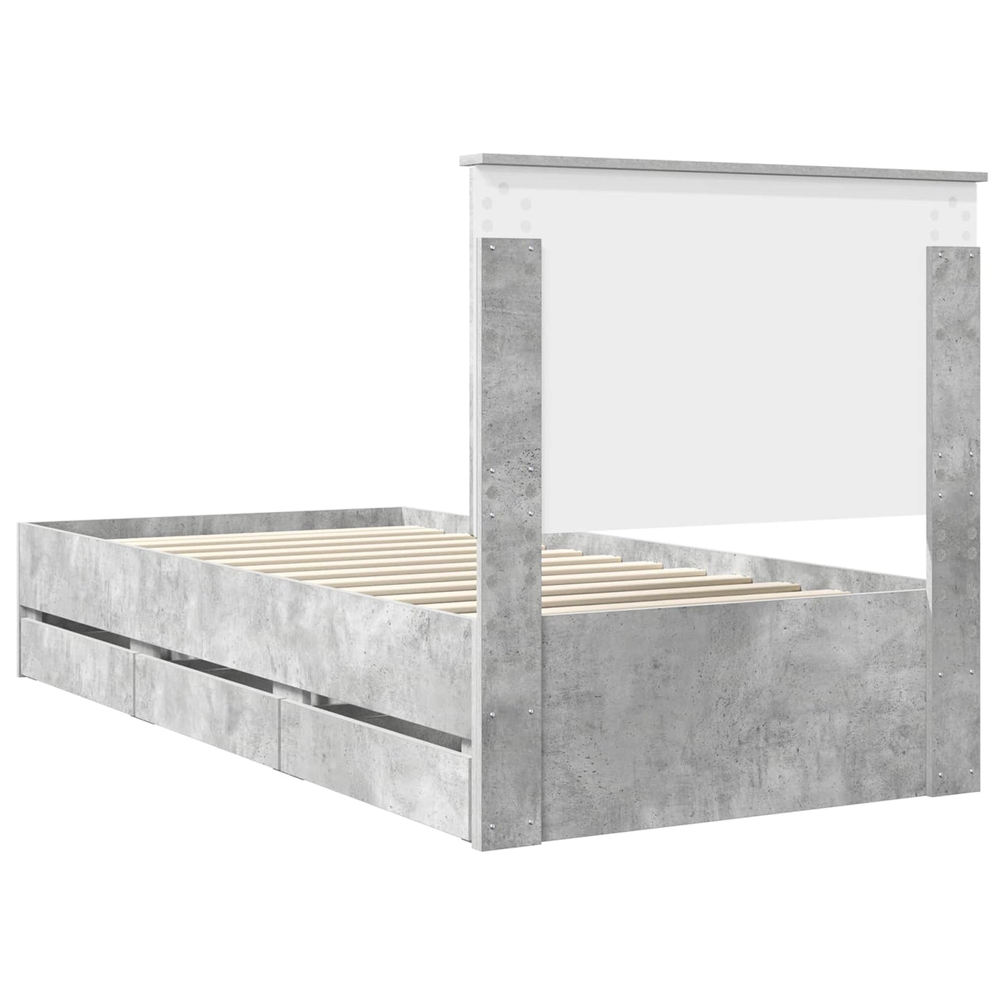 Struttura del letto con cassetto Grigio cemento 75 x 190 cm | homemem39
