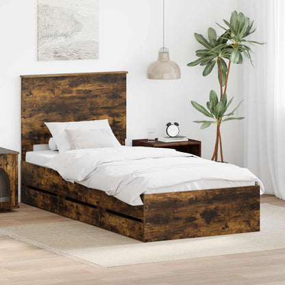 Struttura del letto con cassetto Rovere fumé 75 x 190 cm | homemem39