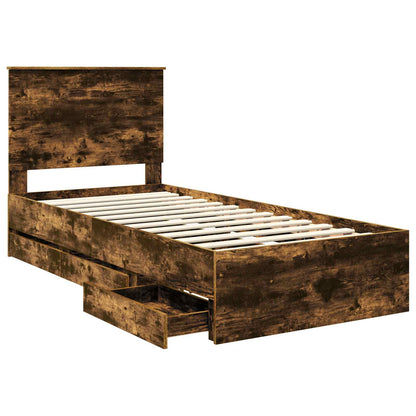 Struttura del letto con cassetto Rovere fumé 75 x 190 cm | homemem39