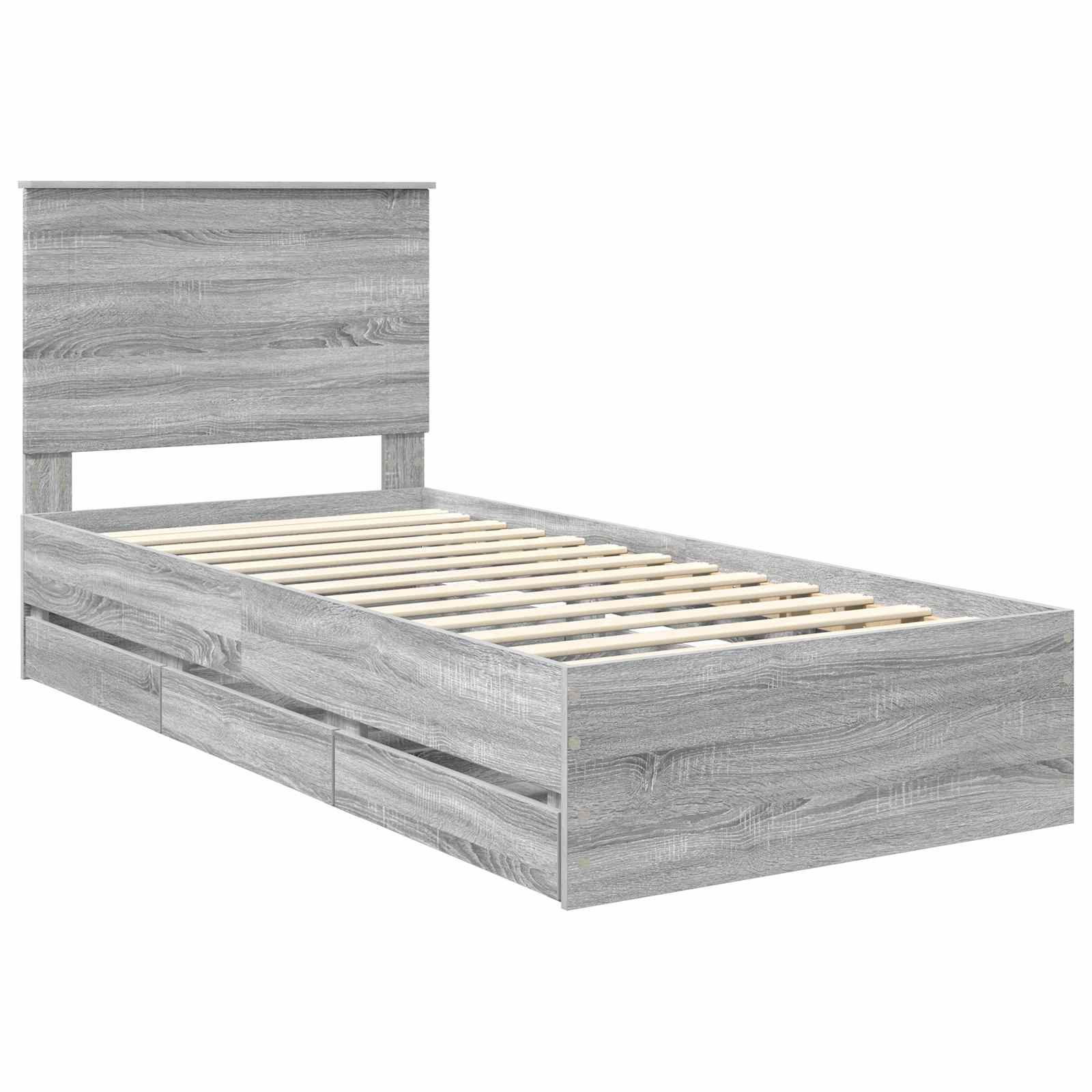 Struttura del letto con cassetto Grigio Sonoma 75 x 190 cm | homemem39