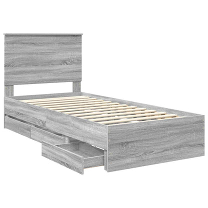 Struttura del letto con cassetto Grigio Sonoma 75 x 190 cm