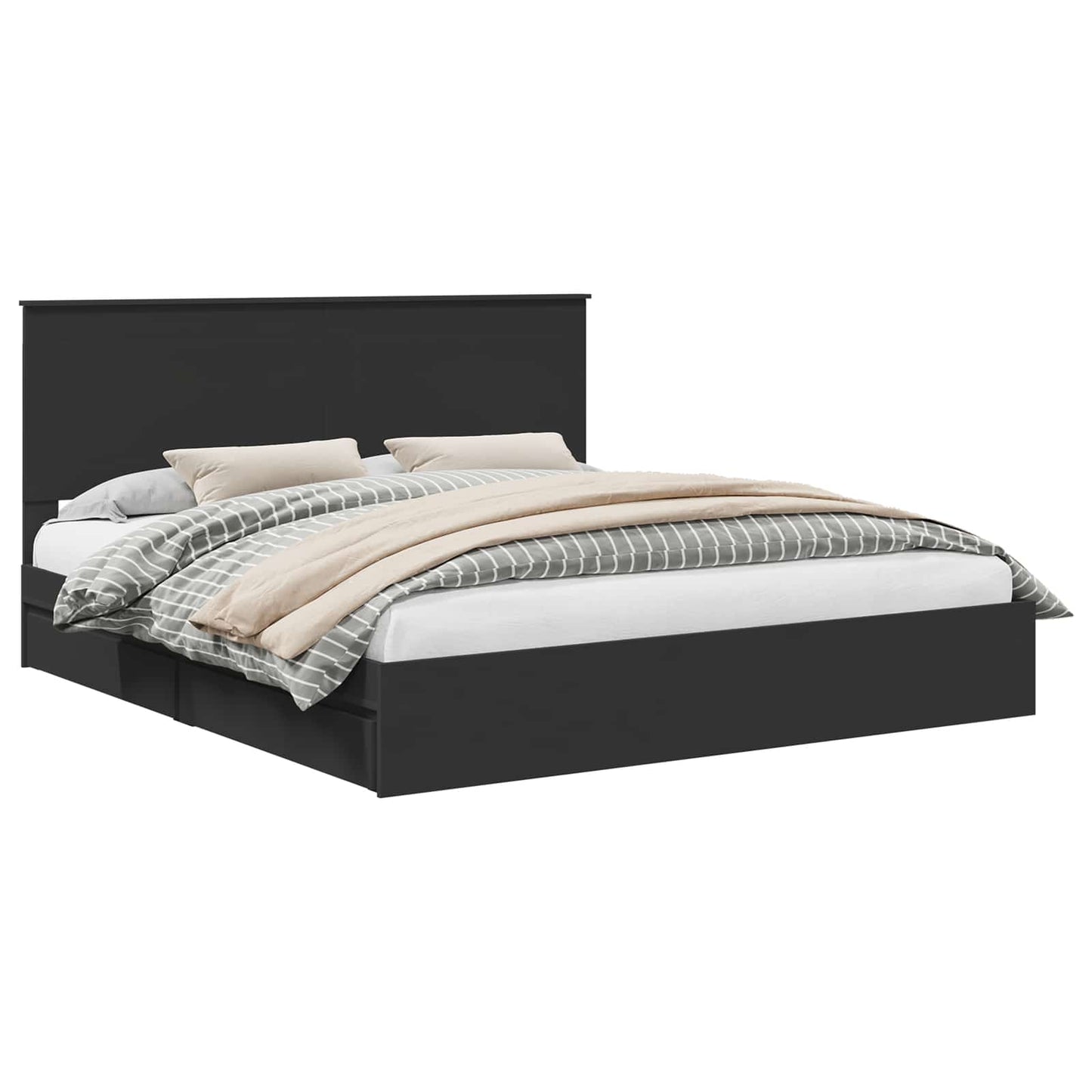 Letto con Contenitore Nero 200 x 200 cm Legno multistrato | homemem39