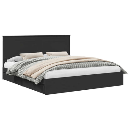 Letto con Contenitore Nero 200 x 200 cm Legno multistrato | homemem39