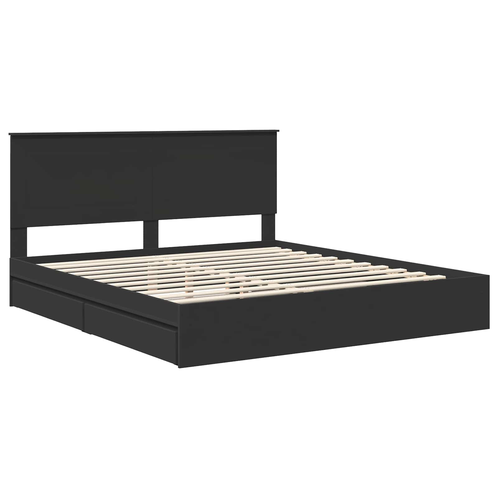 Letto con Contenitore Nero 200 x 200 cm Legno multistrato | homemem39