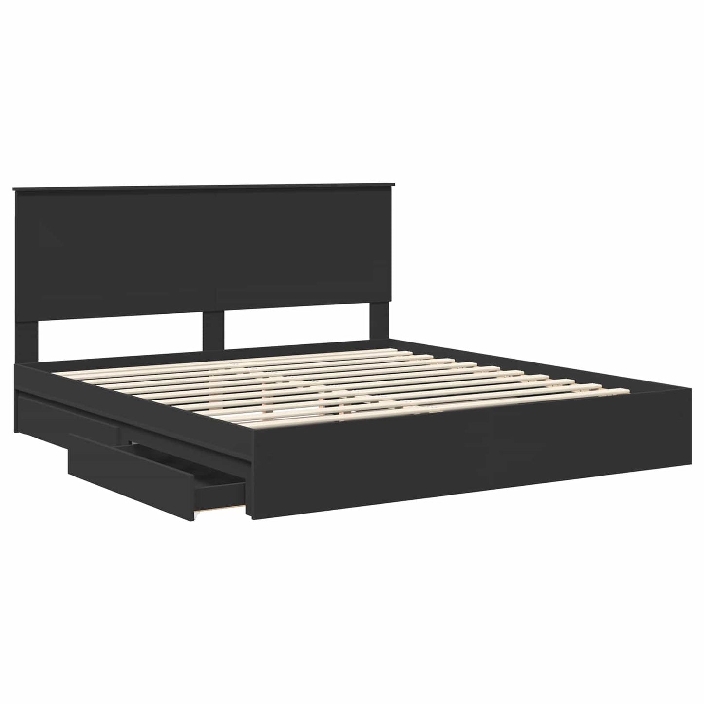 Letto con Contenitore Nero 200 x 200 cm Legno multistrato | homemem39