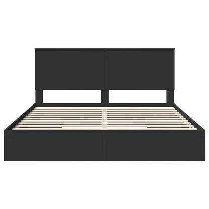 Letto con Contenitore Nero 200 x 200 cm Legno multistrato | homemem39