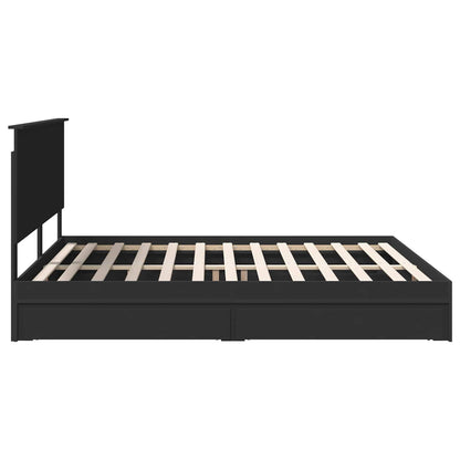 Letto con Contenitore Nero 200 x 200 cm Legno multistrato | homemem39