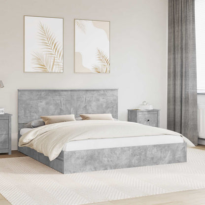 Letto con Contenitore con testiera Grigio cemento 200 x 200 cm | homemem39