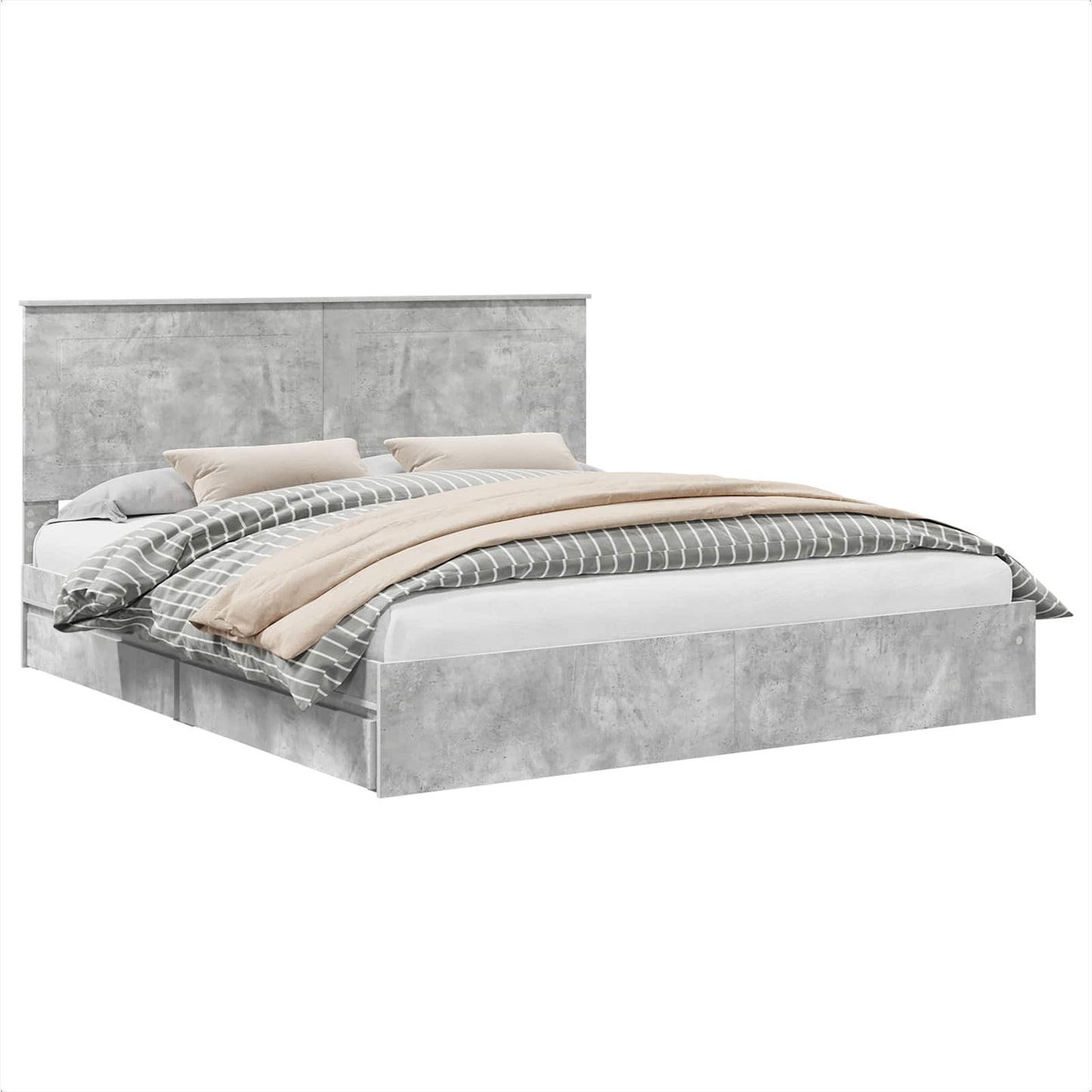 Letto con Contenitore con testiera Grigio cemento 200 x 200 cm | homemem39