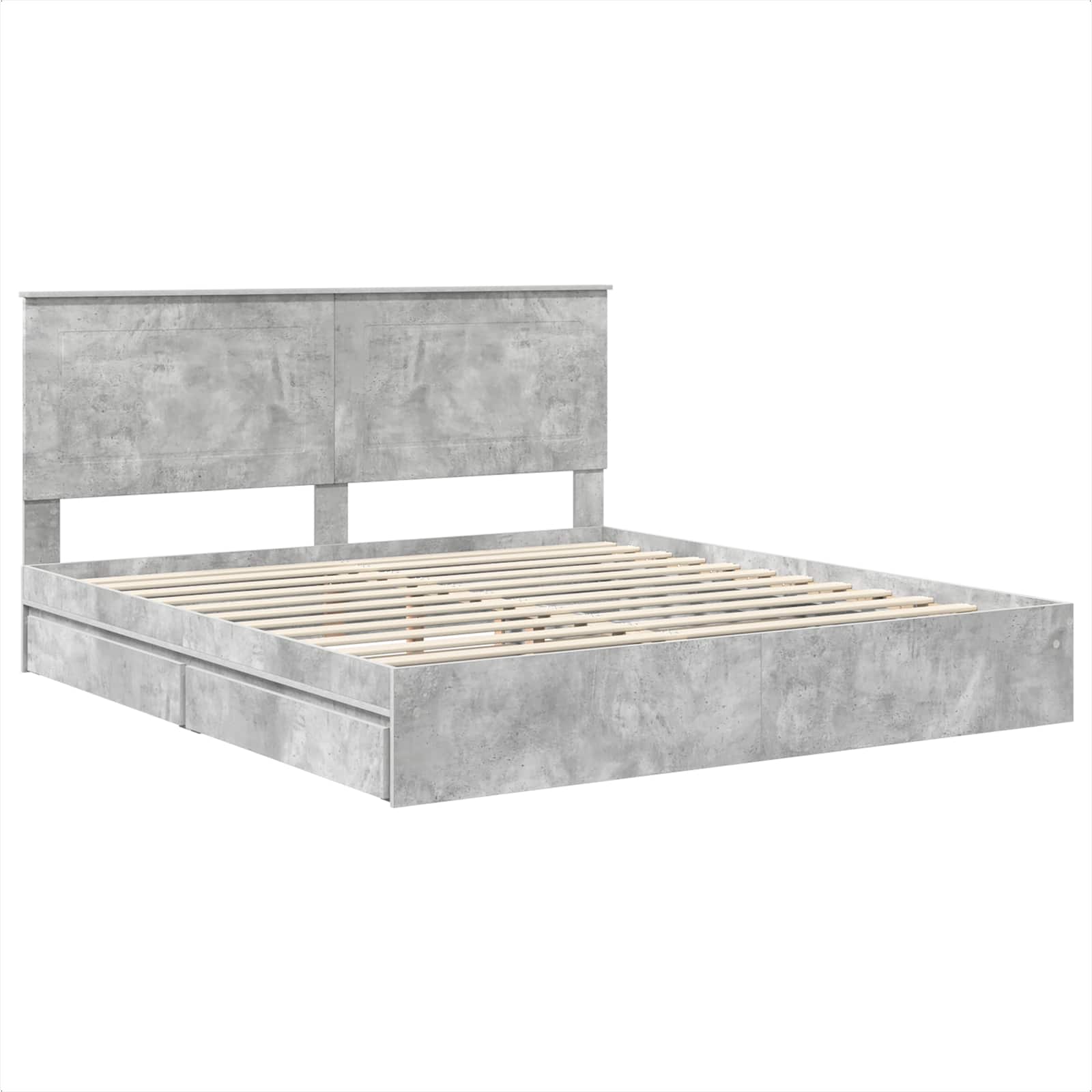 Letto con Contenitore con testiera Grigio cemento 200 x 200 cm | homemem39
