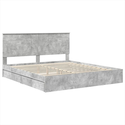 Letto con Contenitore con testiera Grigio cemento 200 x 200 cm | homemem39