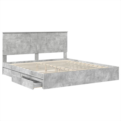 Letto con Contenitore con testiera Grigio cemento 200 x 200 cm | homemem39