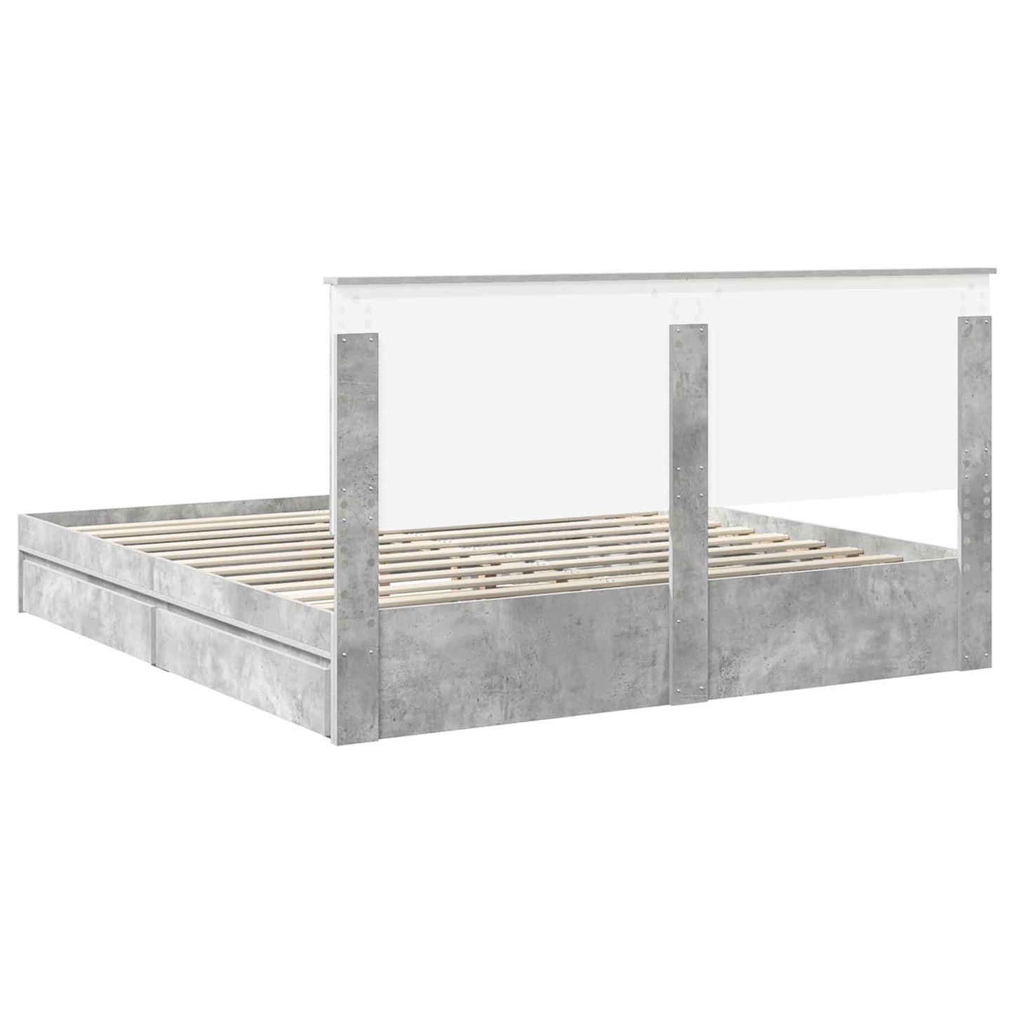 Letto con Contenitore con testiera Grigio cemento 200 x 200 cm | homemem39