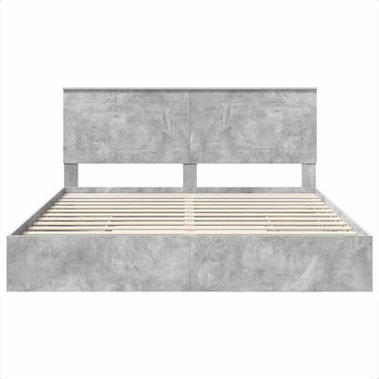 Letto con Contenitore con testiera Grigio cemento 200 x 200 cm | homemem39