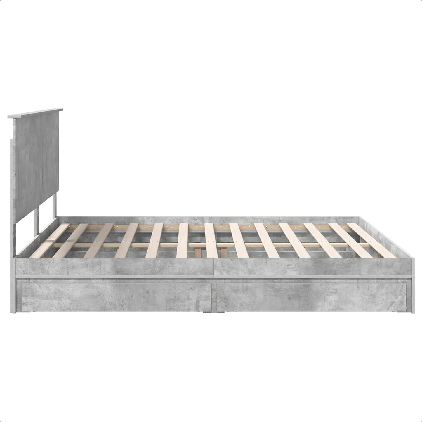 Letto con Contenitore con testiera Grigio cemento 200 x 200 cm | homemem39