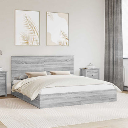 Letto con Contenitore con testiera Grigio Sonoma 200 x 200 cm