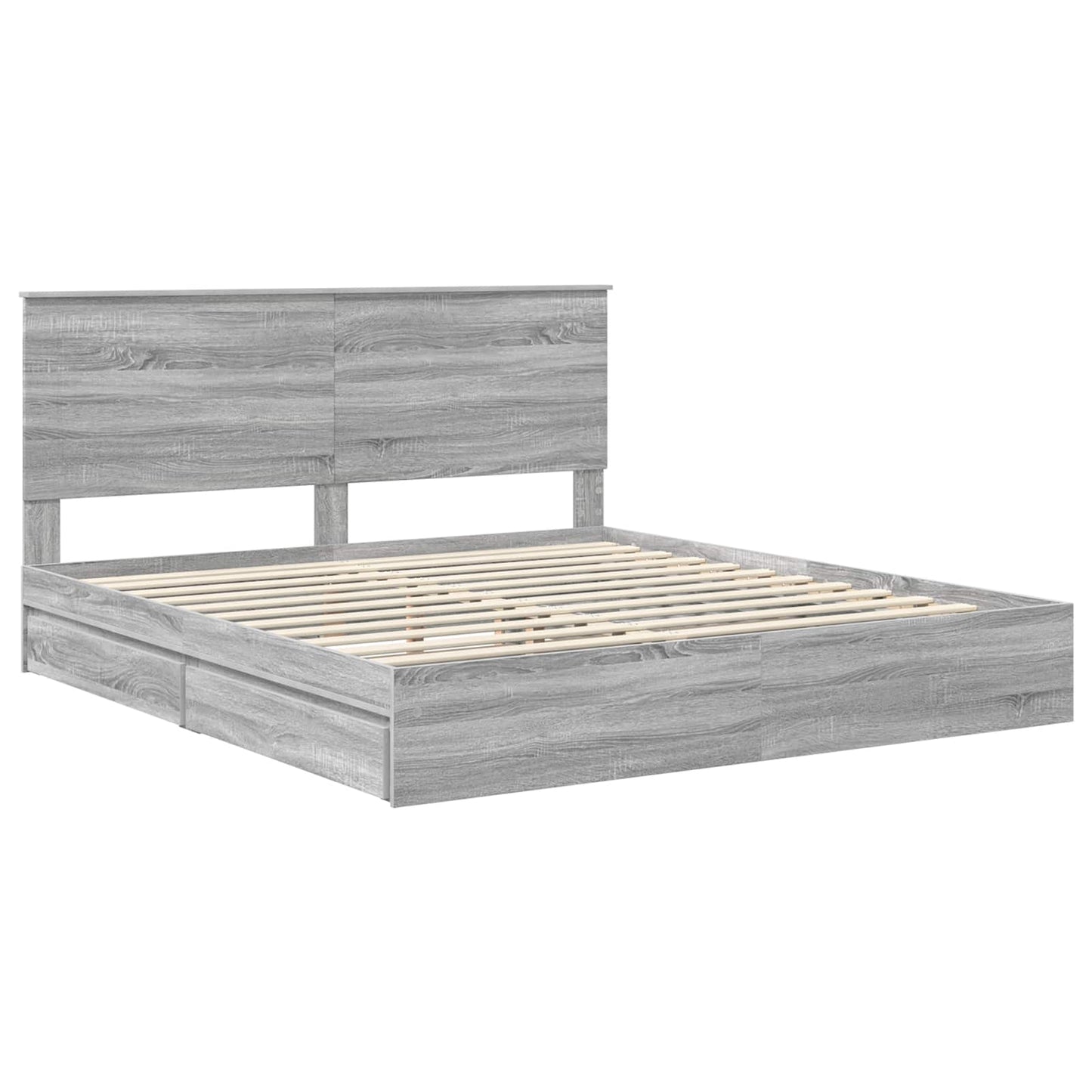 Letto con Contenitore con testiera Grigio Sonoma 200 x 200 cm
