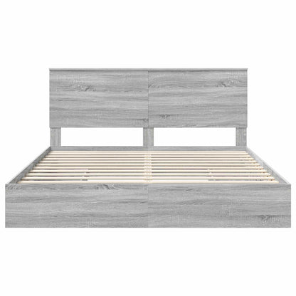 Letto con Contenitore con testiera Grigio Sonoma 200 x 200 cm | homemem39