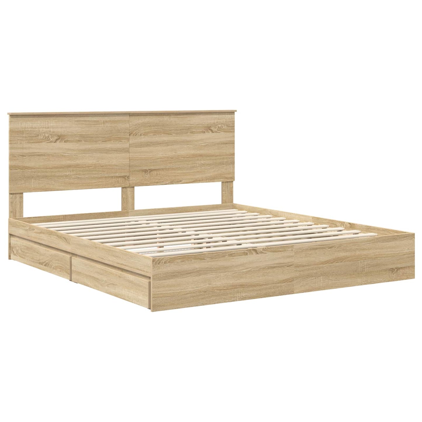Letto con Contenitore con testiera Rovere Sonoma 180 x 200 cm | homemem39
