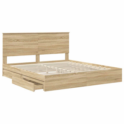 Letto con Contenitore con testiera Rovere Sonoma 180 x 200 cm | homemem39