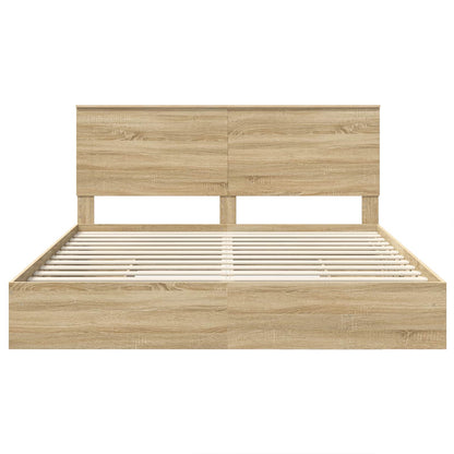 Letto con Contenitore con testiera Rovere Sonoma 180 x 200 cm | homemem39